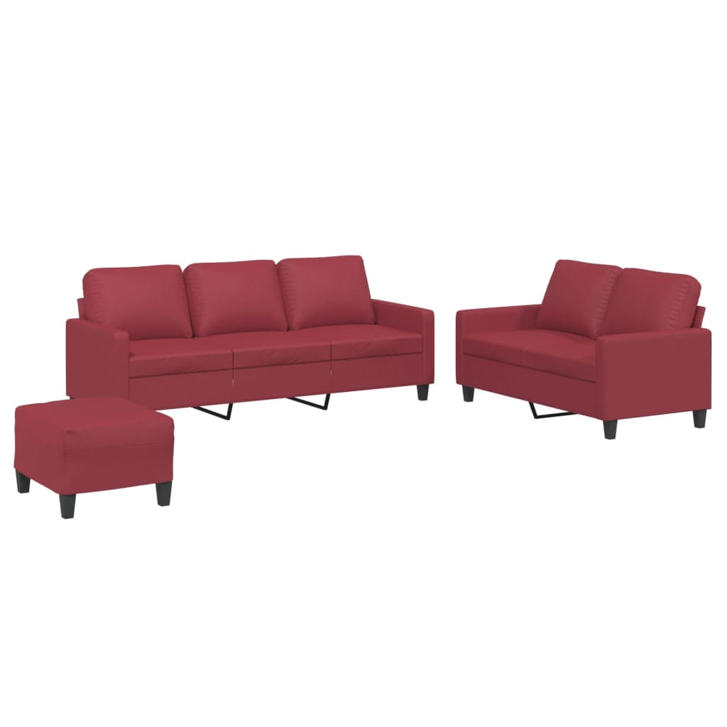 Ensemble de canapés 3 pcs et coussins Rouge bordeaux Similicuir - Xios Store SNC