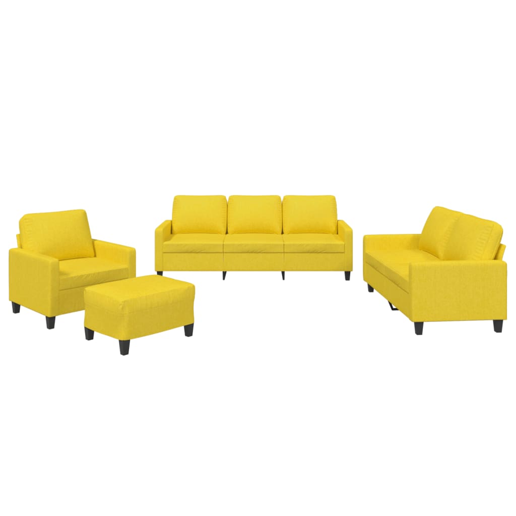 Ensemble de canapés 4 pcs avec coussins Jaune clair Tissu Canapés vidaXL   