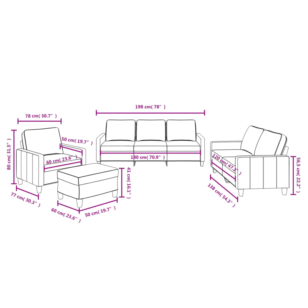 Ensemble de canapés 4 pcs avec coussins Jaune clair Tissu Canapés vidaXL   