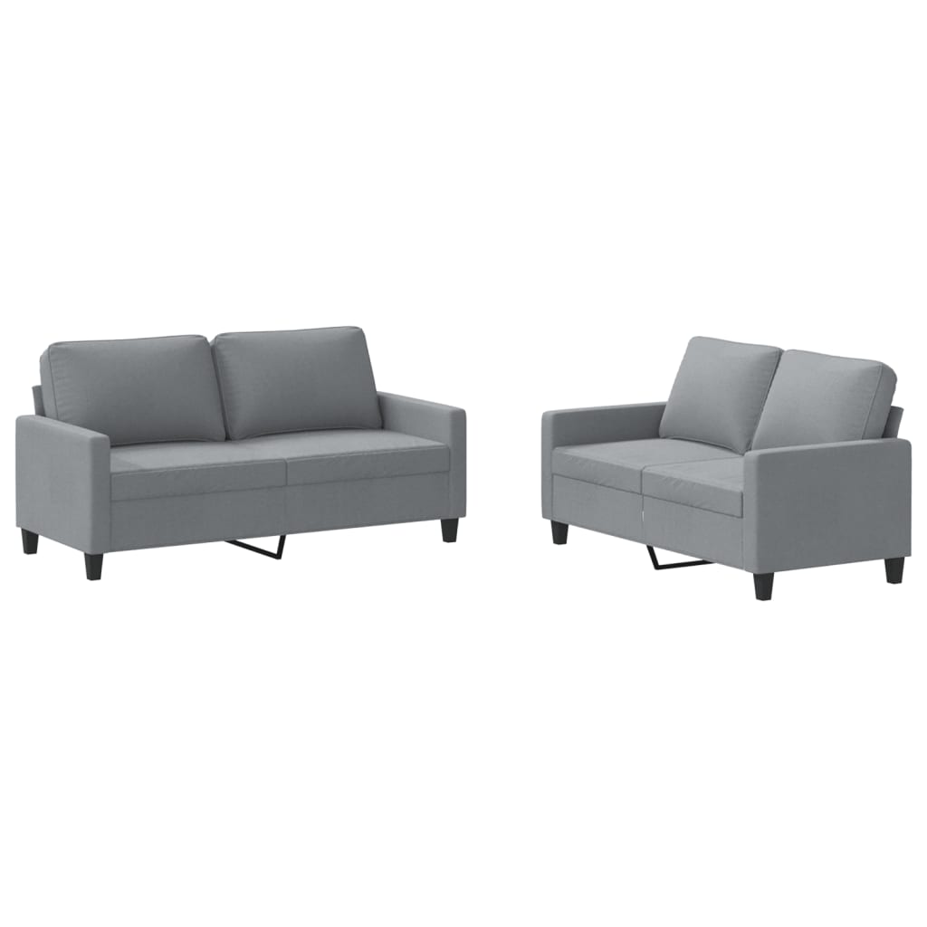 Ensemble de canapés 2 pcs avec coussins Gris clair Tissu Canapés vidaXL   