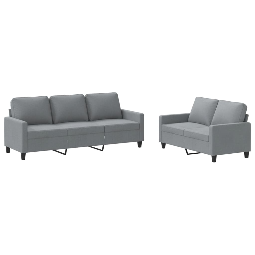 Ensemble de canapés 2 pcs avec coussins Gris clair Tissu Canapés vidaXL   