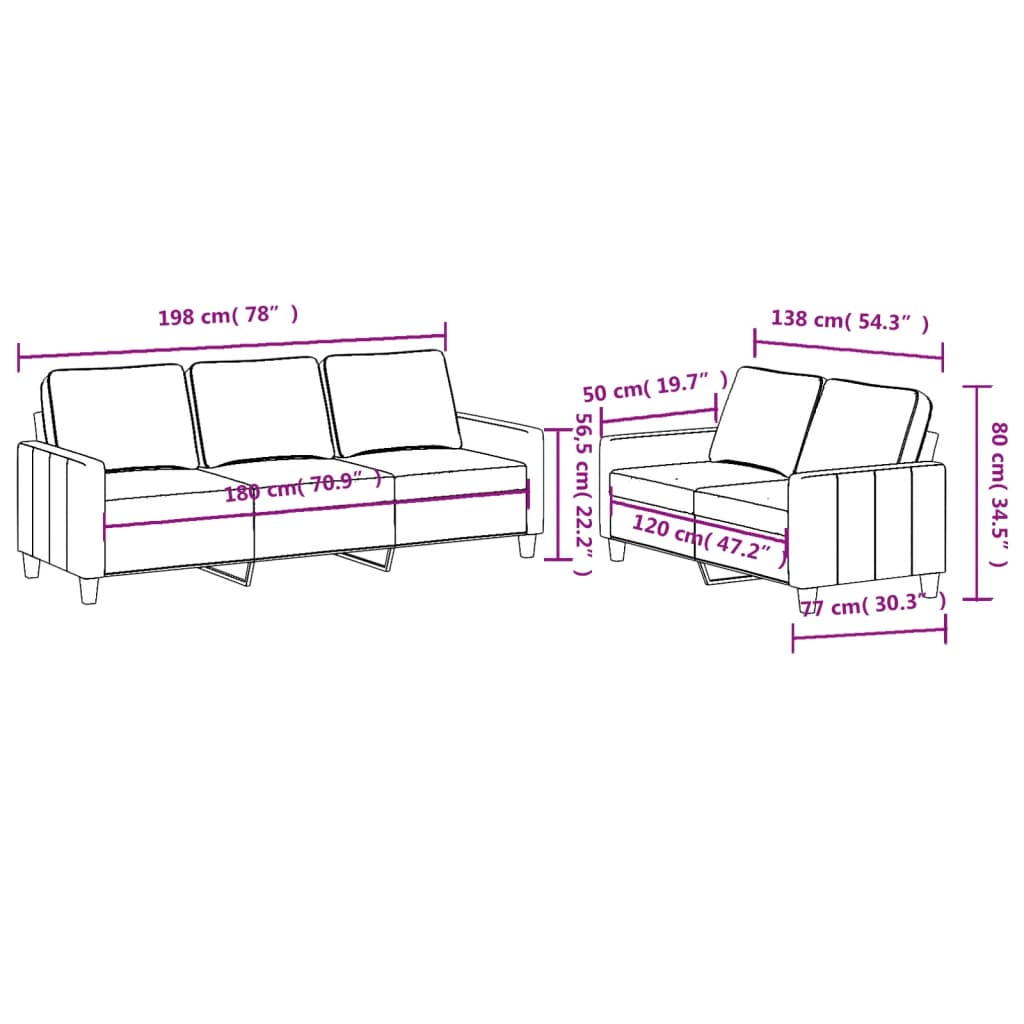 Ensemble de canapés 2 pcs avec coussins Jaune clair Tissu Canapés vidaXL   