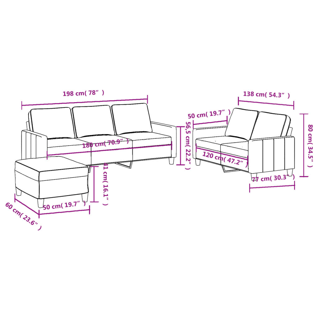 Ensemble de canapés 3 pcs avec coussins Jaune clair Tissu Canapés vidaXL   