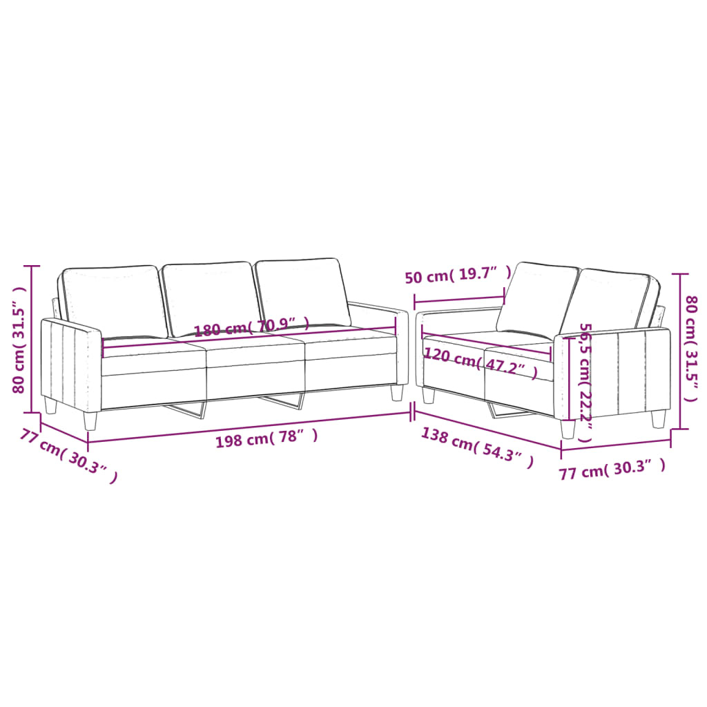 Ensemble de canapés 2 pcs avec coussins Jaune Velours Canapés vidaXL   