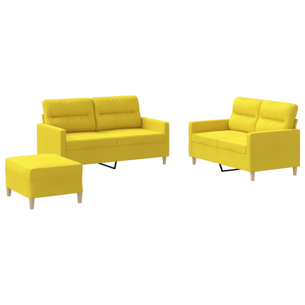 Ensemble de canapés 3 pcs avec coussins Jaune clair Tissu Canapés vidaXL   