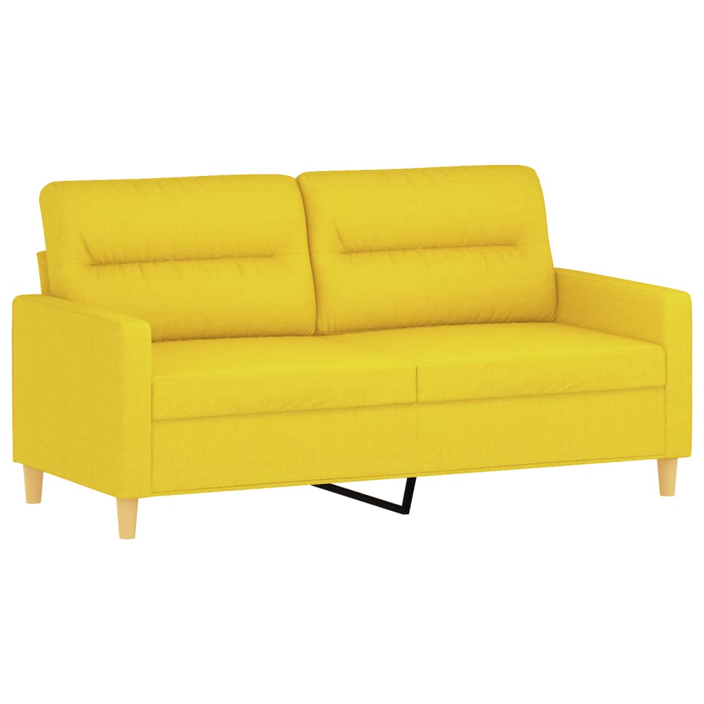 Ensemble de canapés 3 pcs avec coussins Jaune clair Tissu Canapés vidaXL   