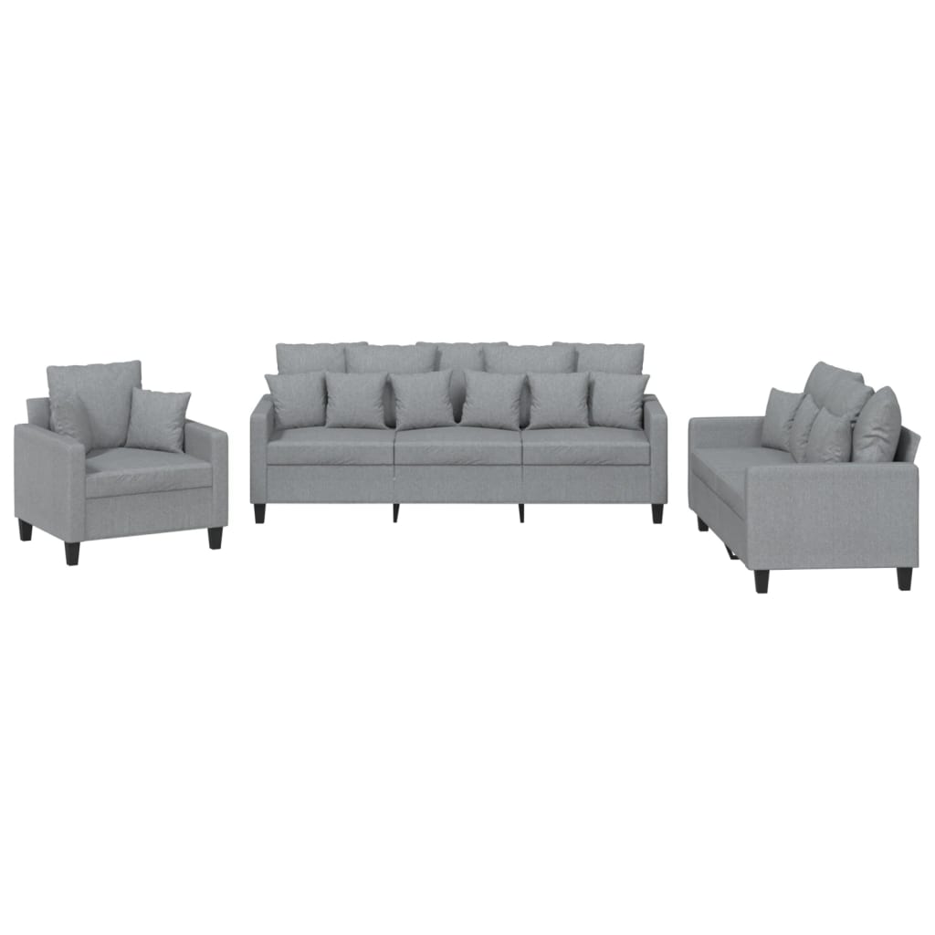 Ensemble de canapés 3 pcs coussins gris clair tissu Canapés vidaXL   