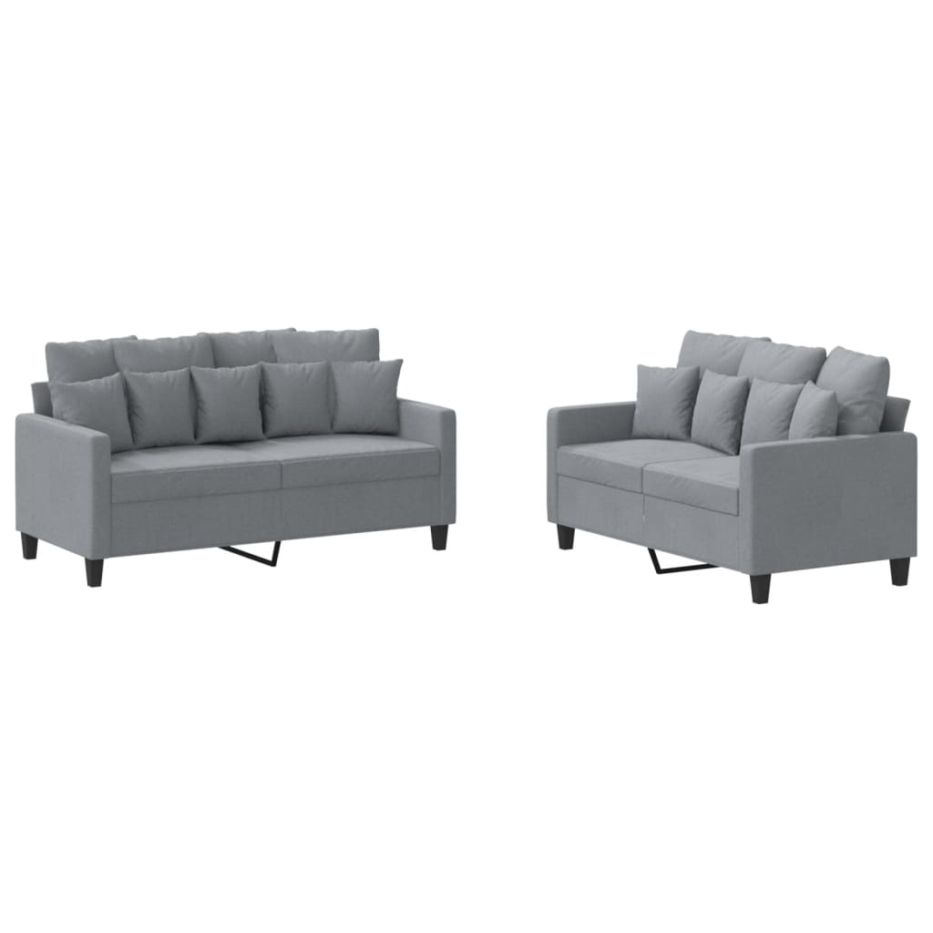 Ensemble de canapés 2 pcs avec coussins Gris clair Tissu Canapés vidaXL   