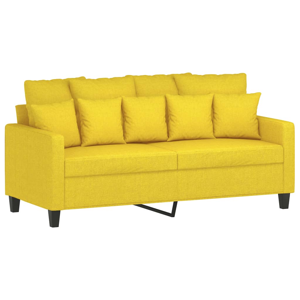 Ensemble de canapés 3 pcs avec coussins Jaune clair Tissu Canapés vidaXL   