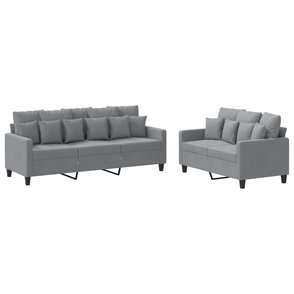 Ensemble de canapés 2 pcs avec coussins Gris clair Tissu Canapés vidaXL   