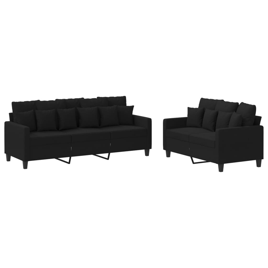 Ensemble de canapés 2 pcs avec coussins Noir Tissu Canapés vidaXL   