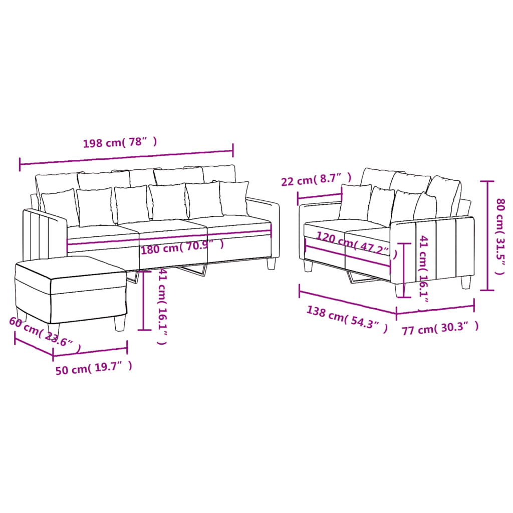 Ensemble de canapés 3 pcs avec coussins Jaune clair Tissu Canapés vidaXL   