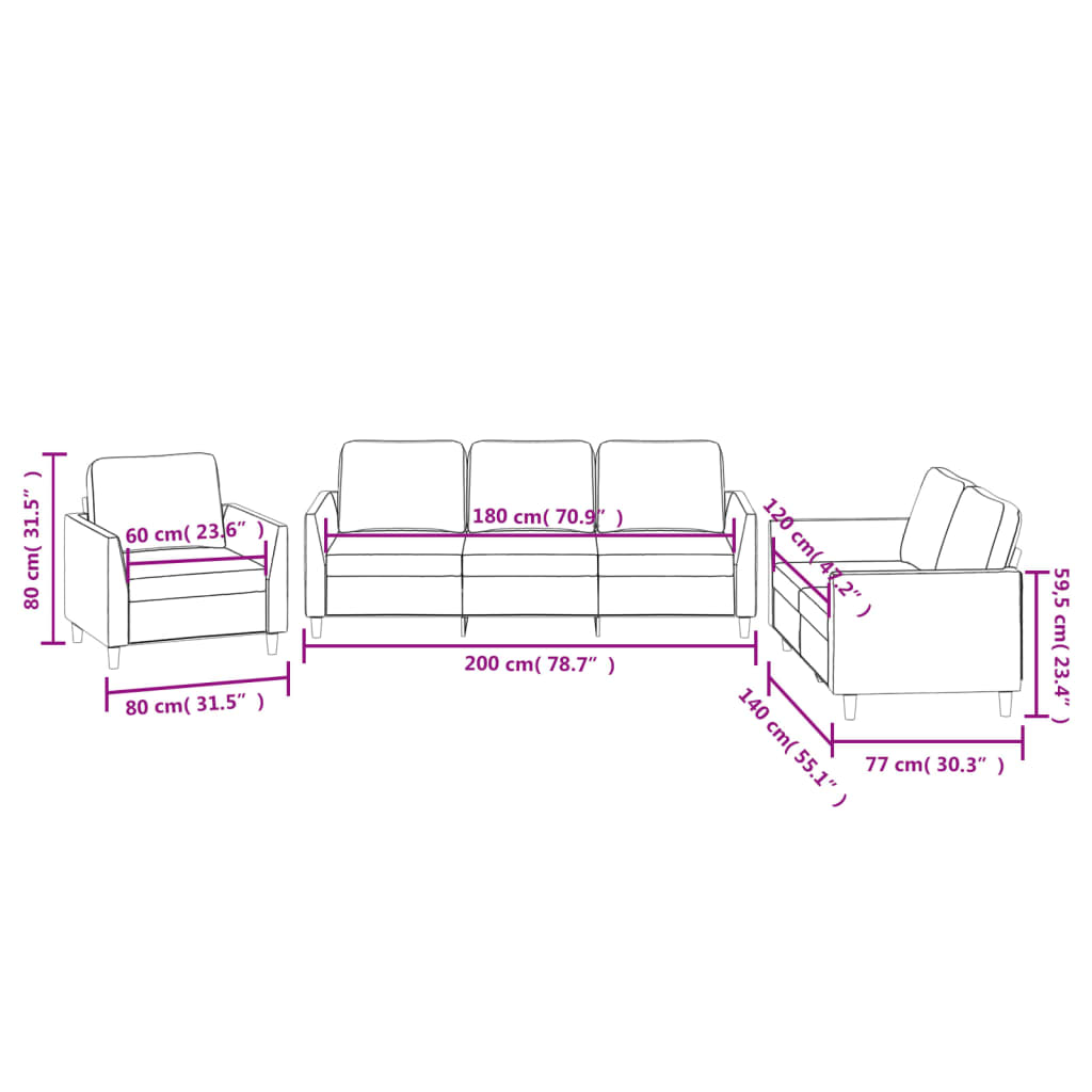 Ensemble de canapés 3 pcs avec coussins Cappuccino Similicuir Canapés vidaXL