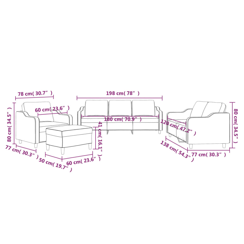 Ensemble de canapés 4 pcs avec coussins Jaune clair Tissu Canapés vidaXL   