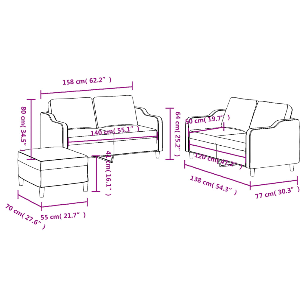 Ensemble de canapés 3 pcs avec coussins Jaune clair Tissu Canapés vidaXL   