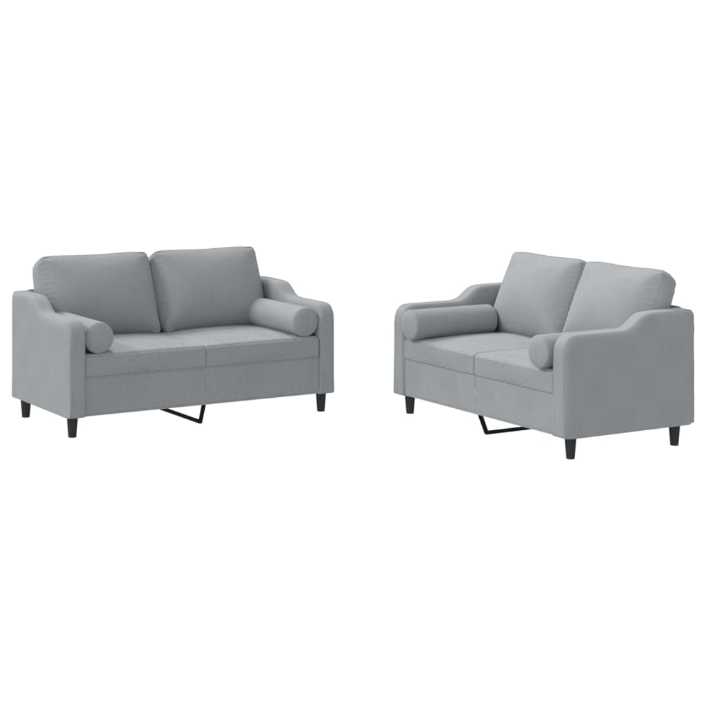 Ensemble de canapés 2 pcs coussins gris clair tissu Canapés vidaXL   