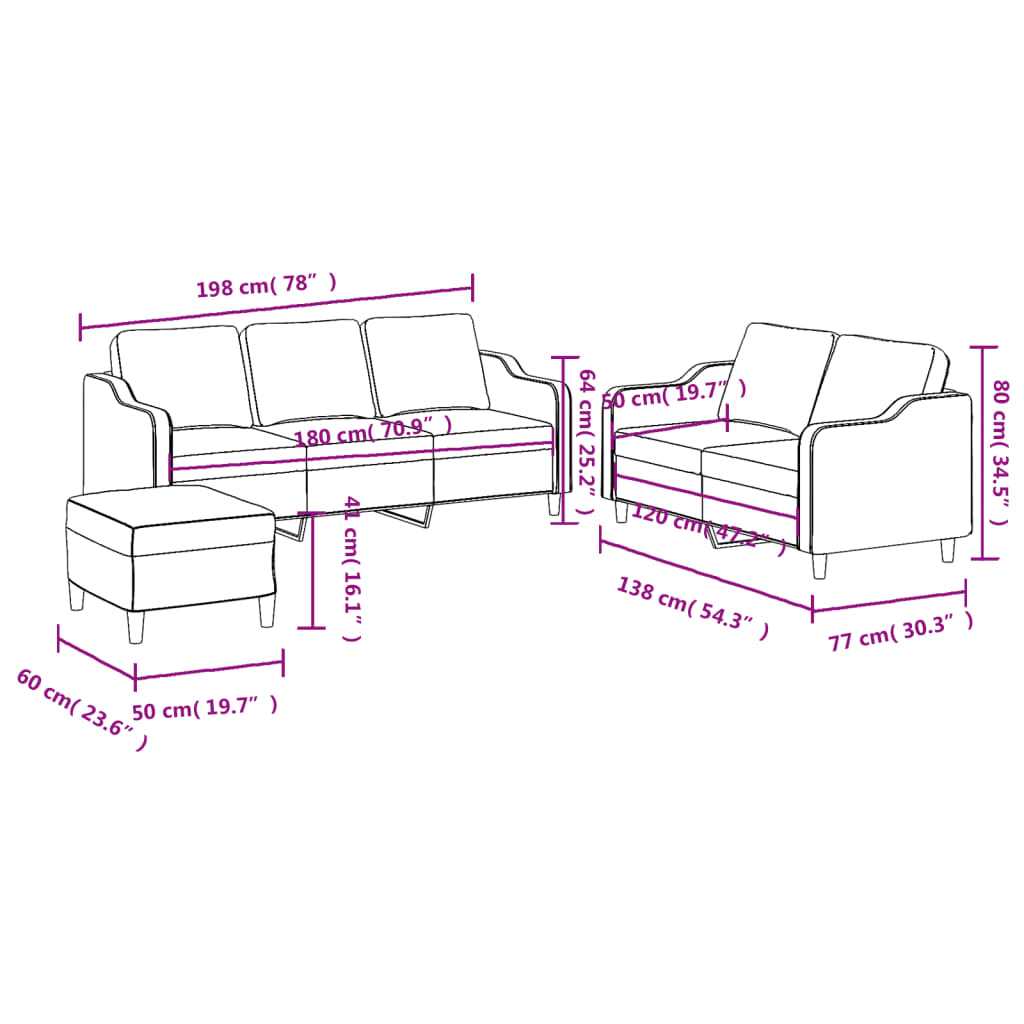 Ensemble de canapés 3 pcs avec coussins Jaune clair Tissu Canapés vidaXL   