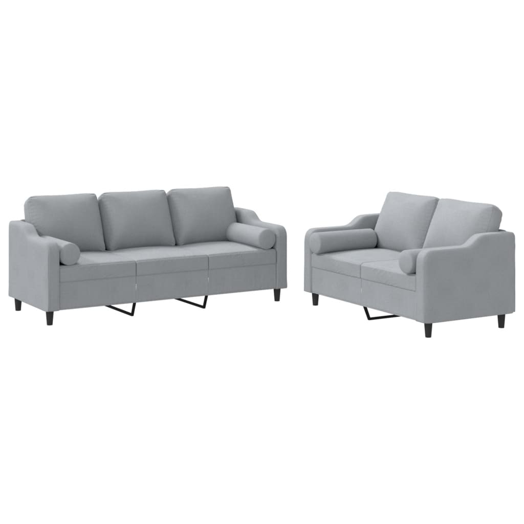 Ensemble de canapés 2 pcs coussins gris clair tissu Canapés vidaXL   