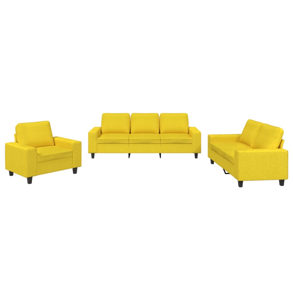 Ensemble de canapés 3 pcs jaune clair tissu Canapés vidaXL   