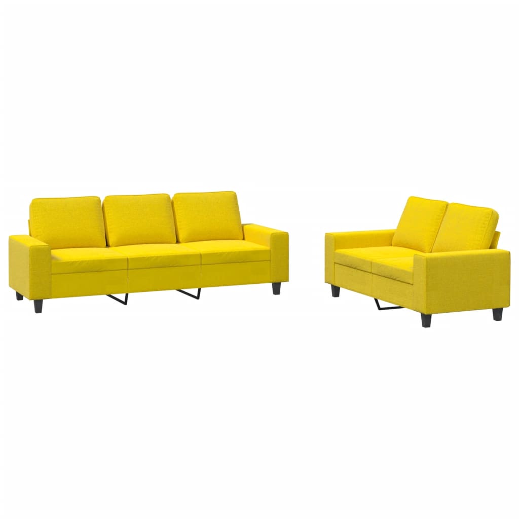 Ensemble de canapés 2 pcs jaune clair tissu Canapés vidaXL   