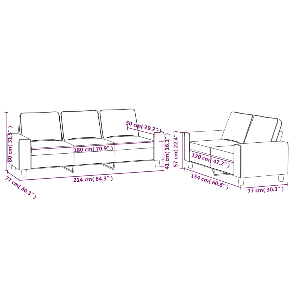 Ensemble de canapés 2 pcs jaune clair tissu Canapés vidaXL   