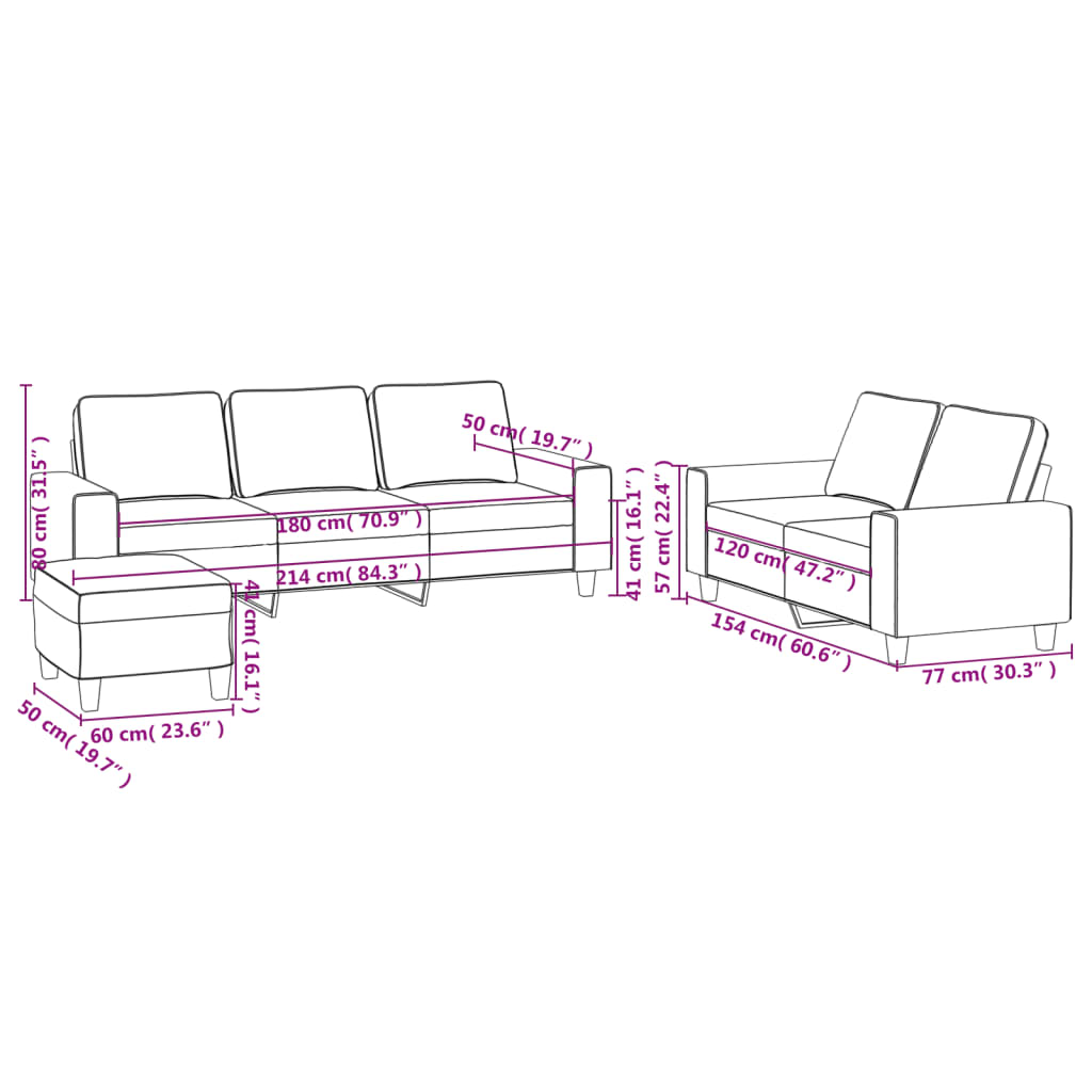 Ensemble de canapés 3 pcs jaune clair tissu Canapés vidaXL   