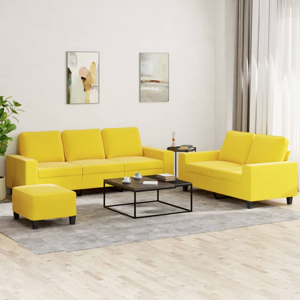 Ensemble de canapés 3 pcs jaune clair tissu Canapés vidaXL   