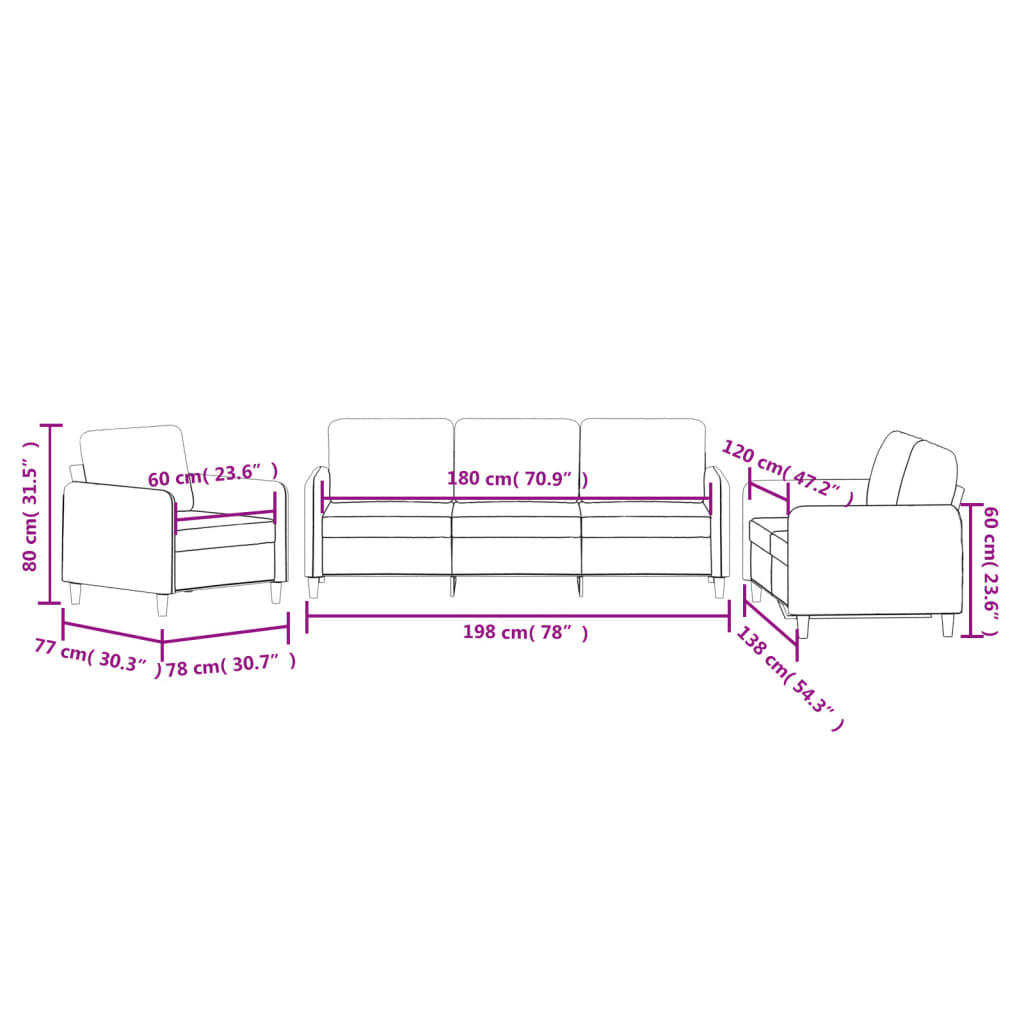 Ensemble de canapés 3 pcs crème velours Canapés vidaXL