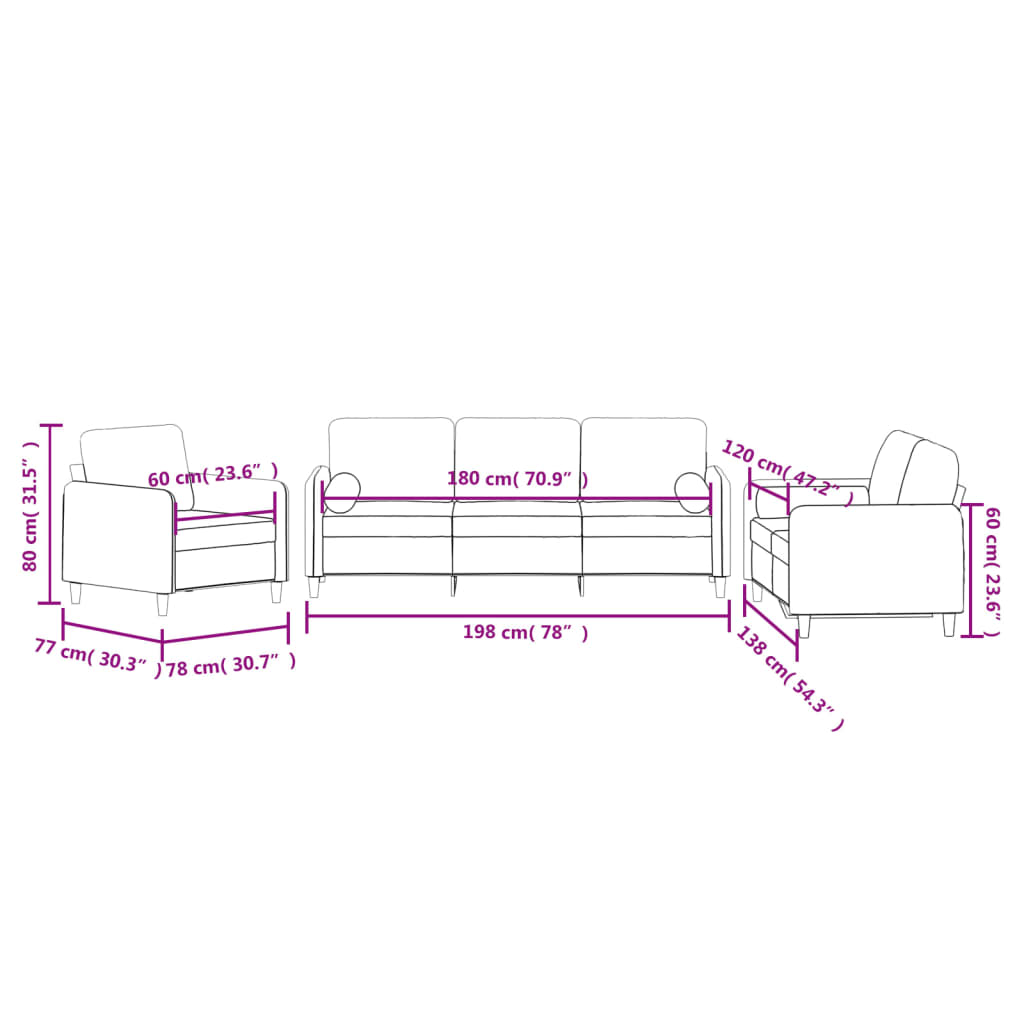 Ensemble de canapés 3 pcs avec coussins noir velours Canapés vidaXL   