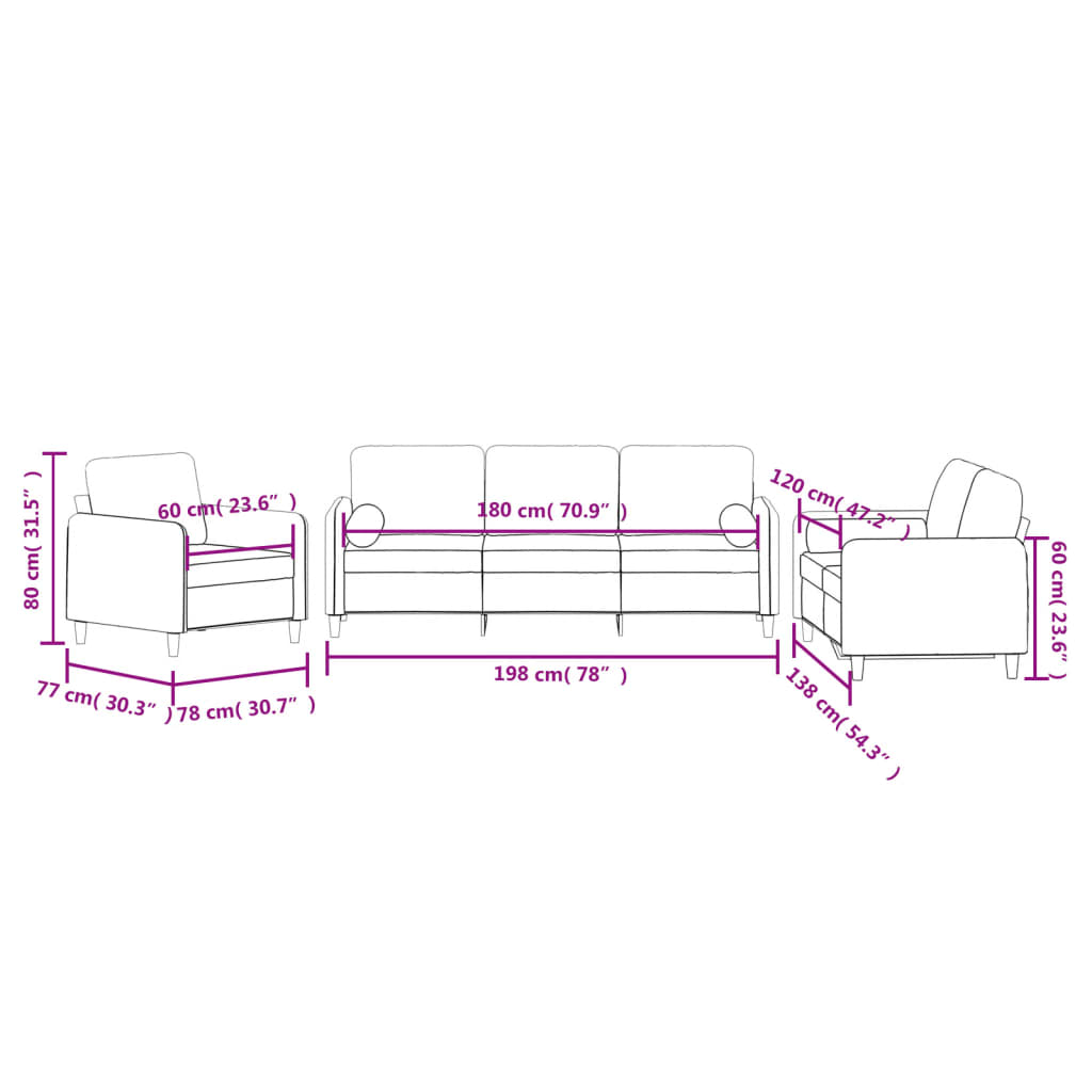 Ensemble de canapés 3 pcs avec coussins marron velours Canapés vidaXL