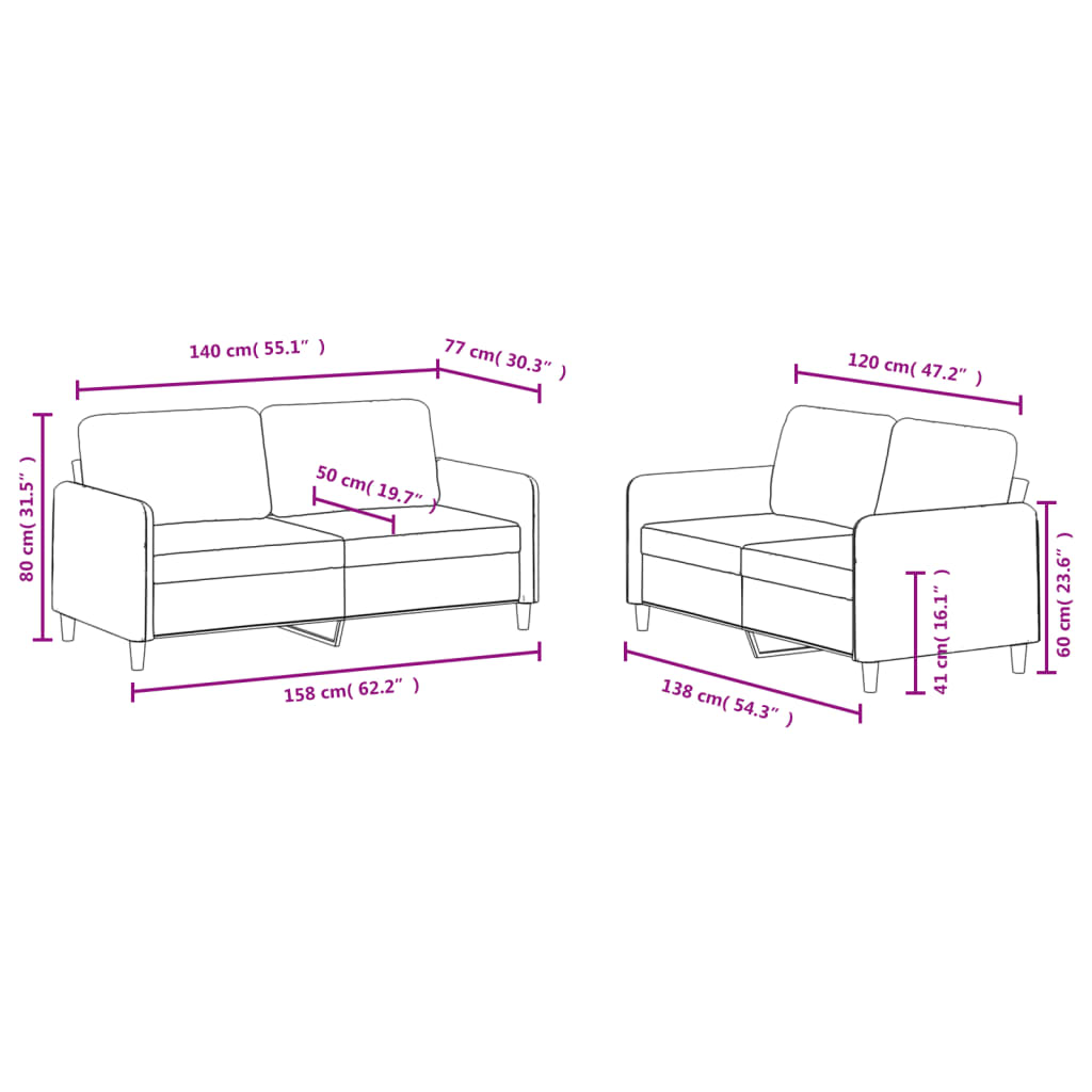 Ensemble de canapés 2 pcs vert foncé velours Canapés vidaXL   