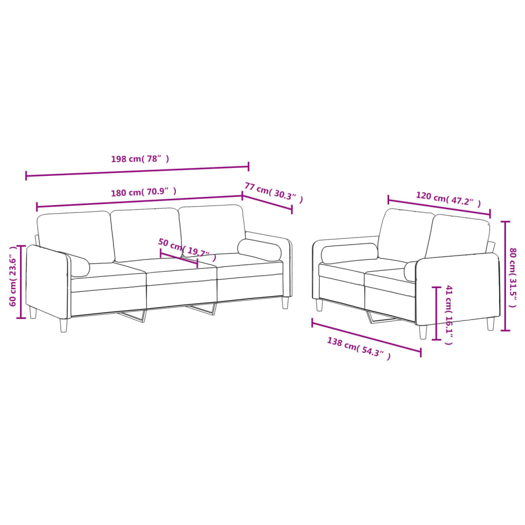 Ensemble de canapés 2 pcs avec coussins vert foncé velours Canapés vidaXL