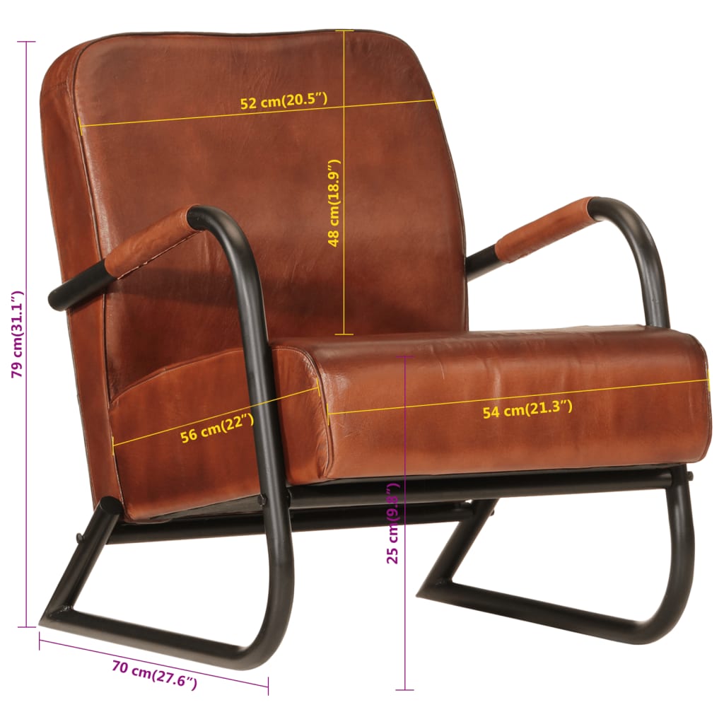 Fauteuil marron cuir véritable Fauteuils vidaXL