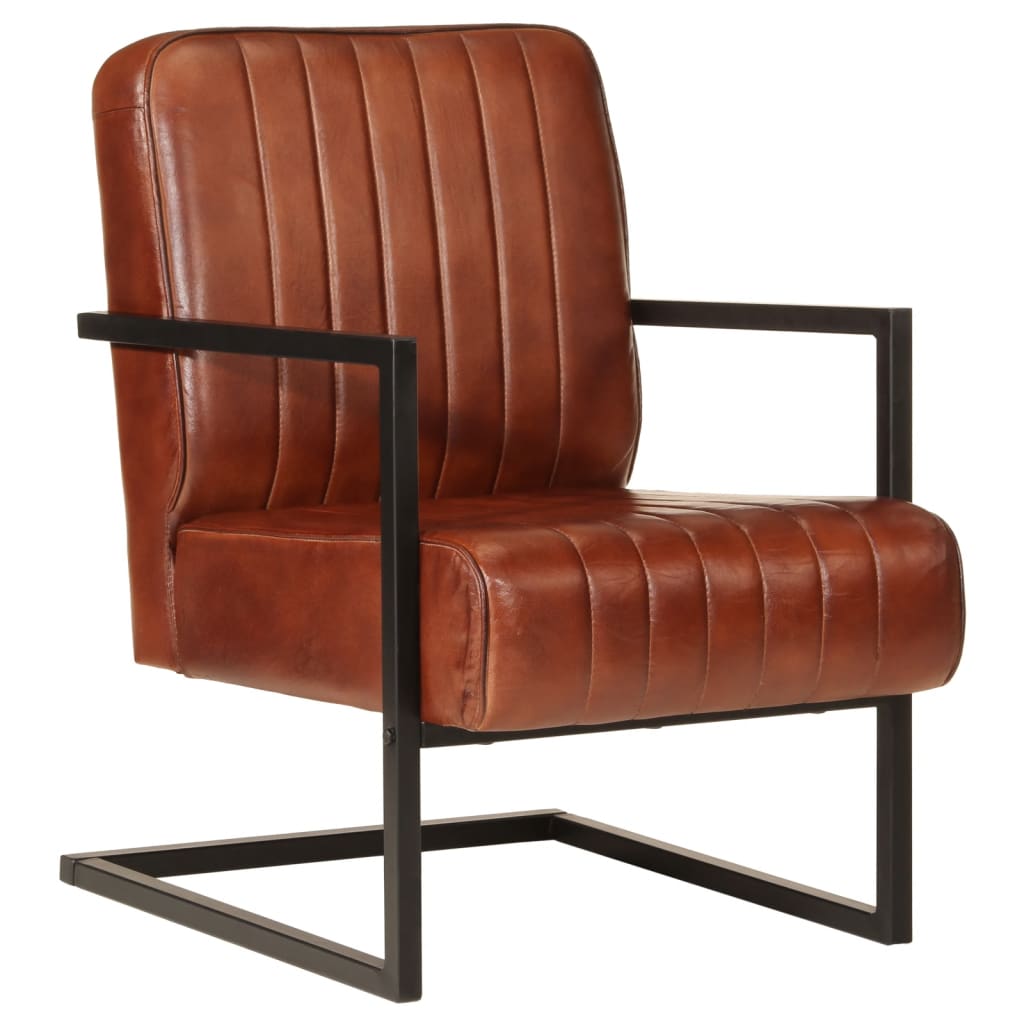 Fauteuil marron cuir véritable - Xios Store SNC