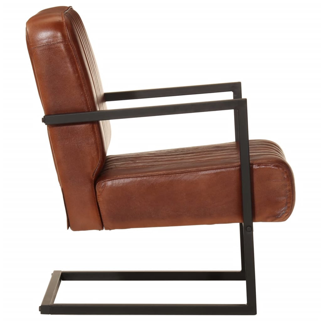 Fauteuil marron cuir véritable - Xios Store SNC