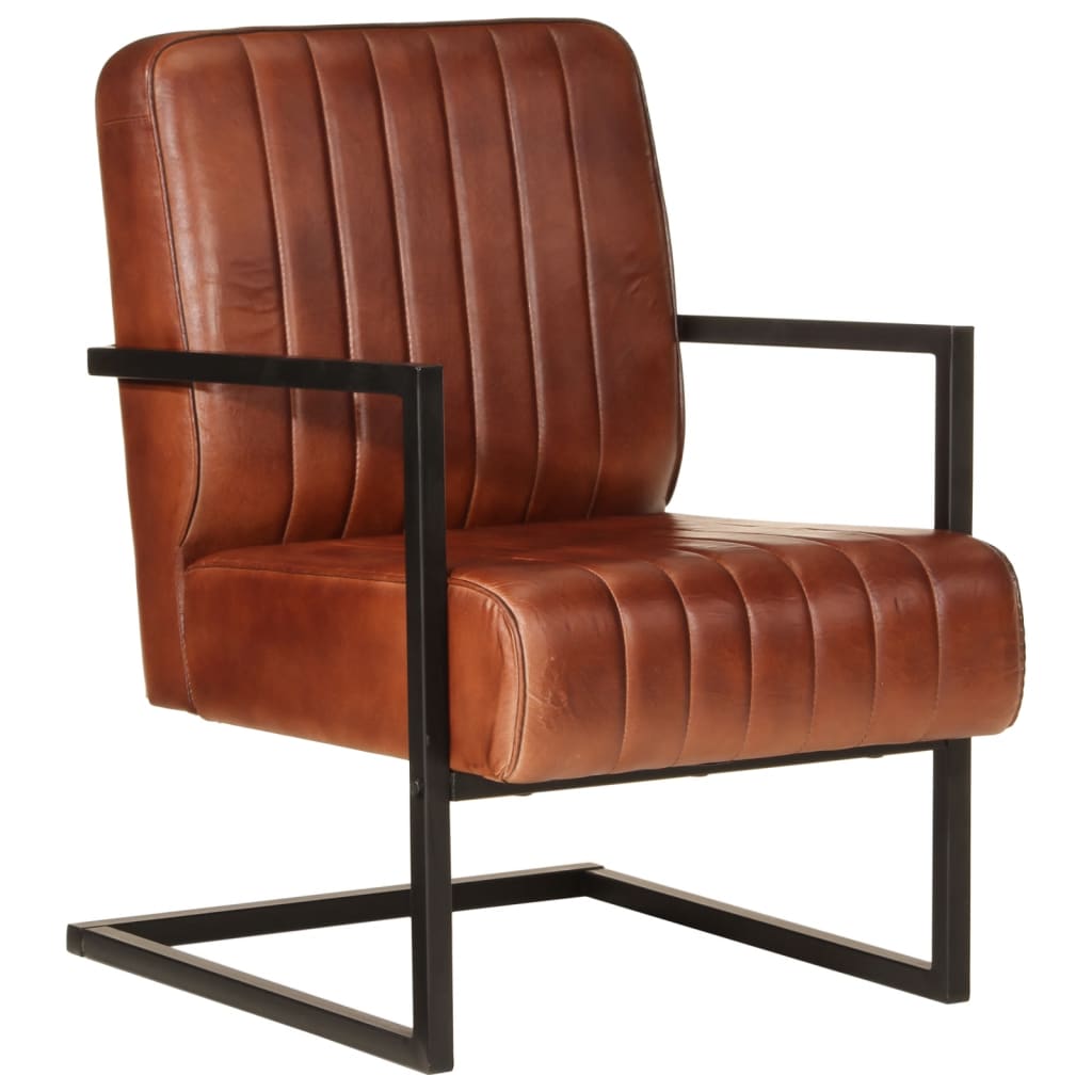 Fauteuil marron cuir véritable - Xios Store SNC