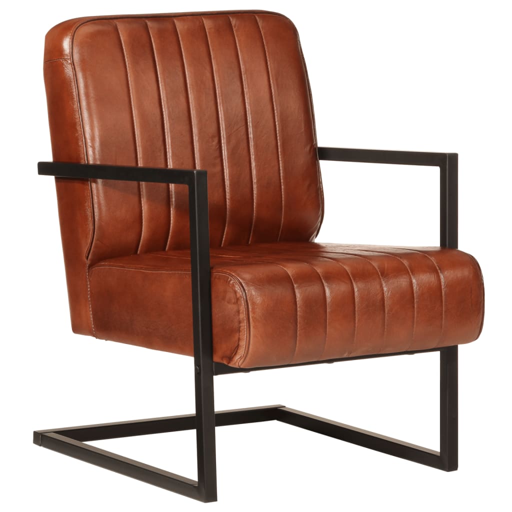 Fauteuil marron cuir véritable - Xios Store SNC