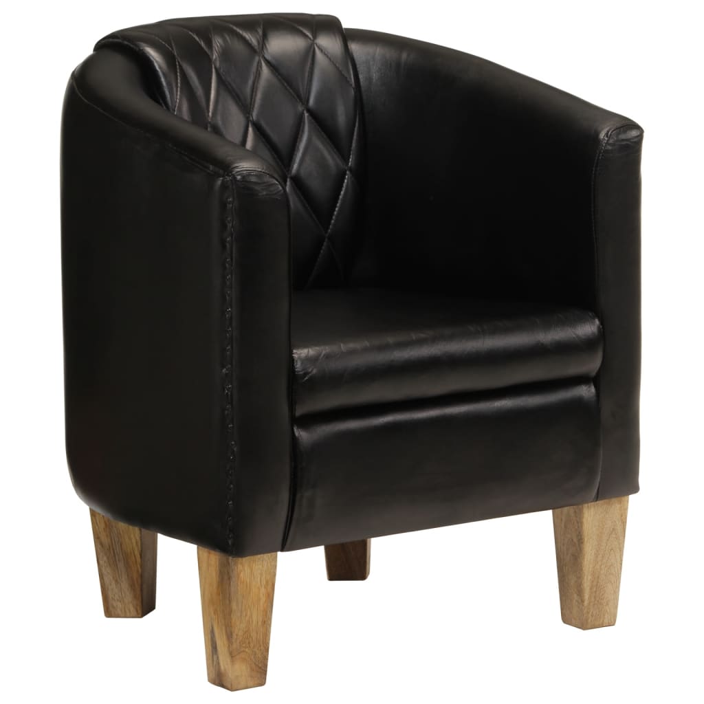 Chaise cabriolet noir cuir véritable - Xios Store SNC