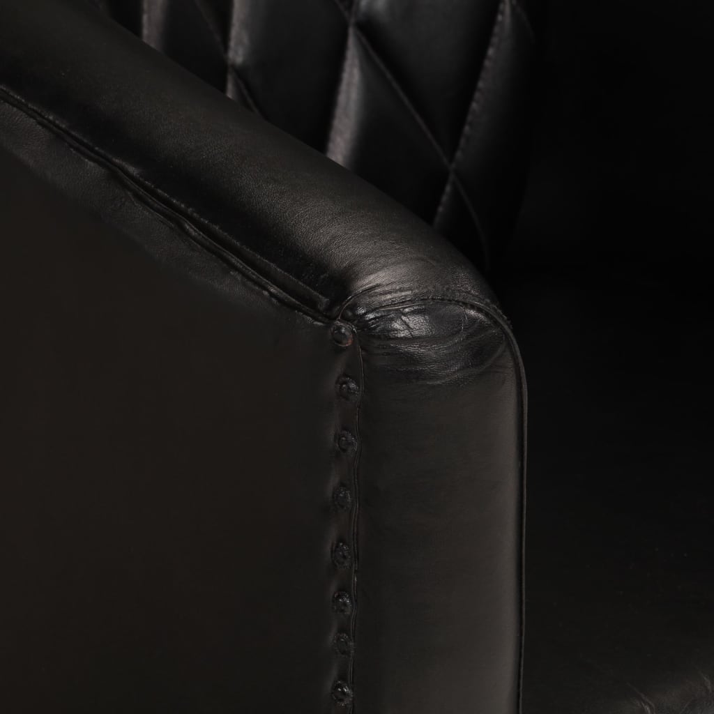 Chaise cabriolet noir cuir véritable - Xios Store SNC