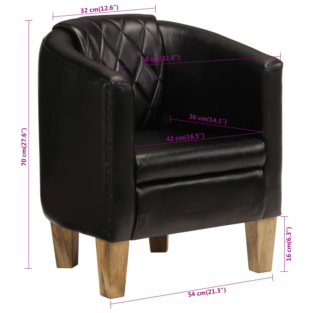 Chaise cabriolet noir cuir véritable - Xios Store SNC