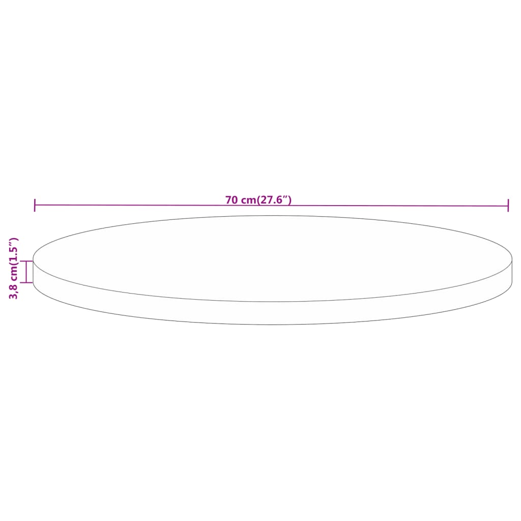 Dessus de table Ø 70x3,8 cm rond bois de manguier massif Plateaux de table vidaXL