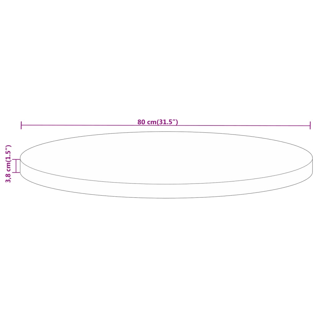 Dessus de table Ø 80x3,8 cm rond bois de manguier massif Plateaux de table vidaXL   