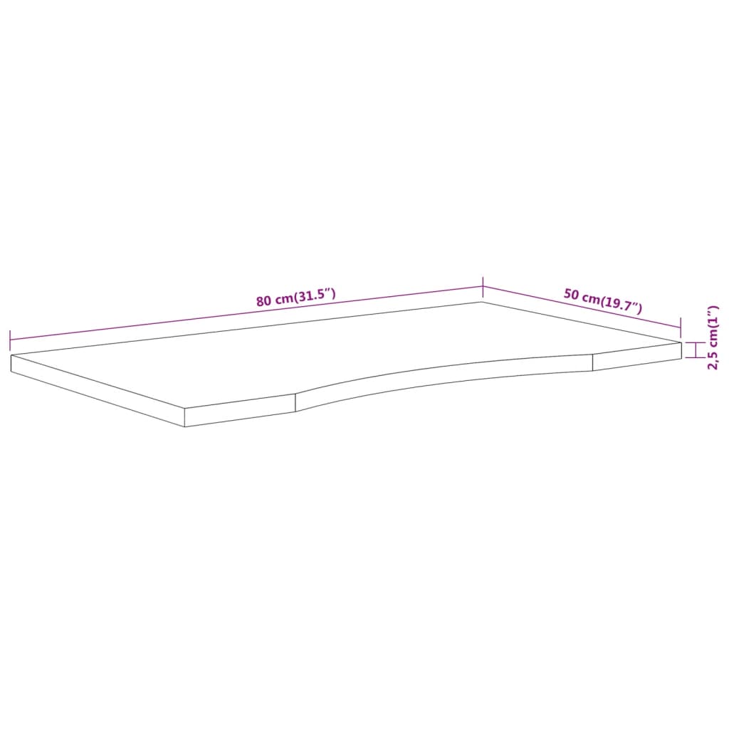 Dessus de bureau 80x50x2,5cm rectangulaire bois massif d'acacia Plateaux de table vidaXL