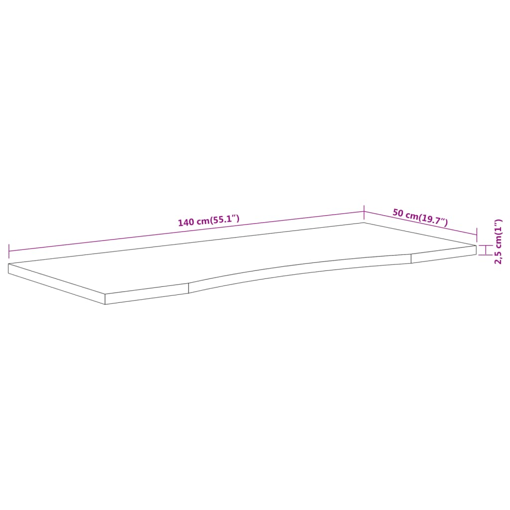 Dessus de bureau 140x50x2,5 cm rectangulaire bois massif acacia Plateaux de table vidaXL