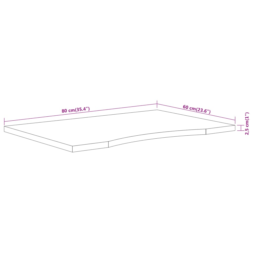 Dessus de bureau 80x60x2,5cm rectangulaire bois massif d'acacia Plateaux de table vidaXL