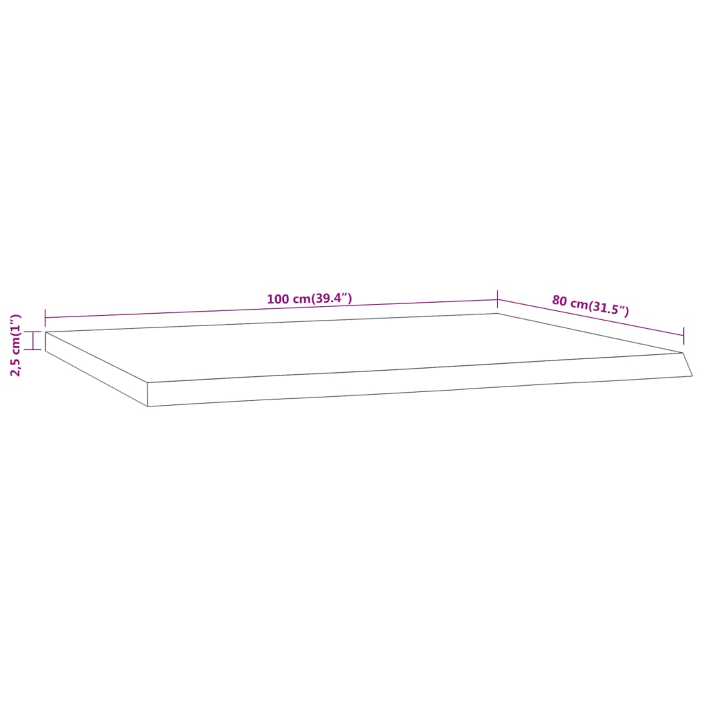 Dessus de table 100x80x2,5 cm rectangulaire bois massif acacia Plateaux de table vidaXL