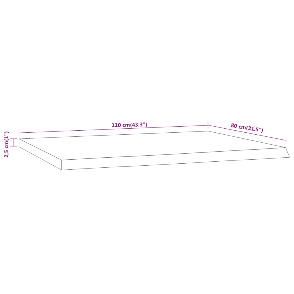 Dessus de table 110x80x2,5 cm rectangulaire bois massif acacia Plateaux de table vidaXL