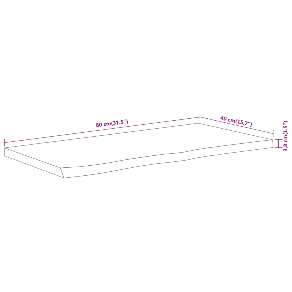 Dessus de table 80x40x3,8 cm rectangulaire bois massif acacia Plateaux de table vidaXL   