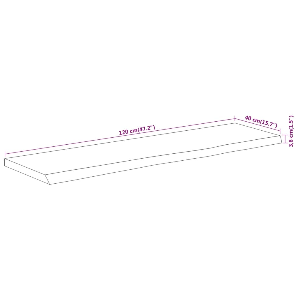 Dessus de table 120x40x3,8 cm rectangulaire bois massif acacia Plateaux de table vidaXL   