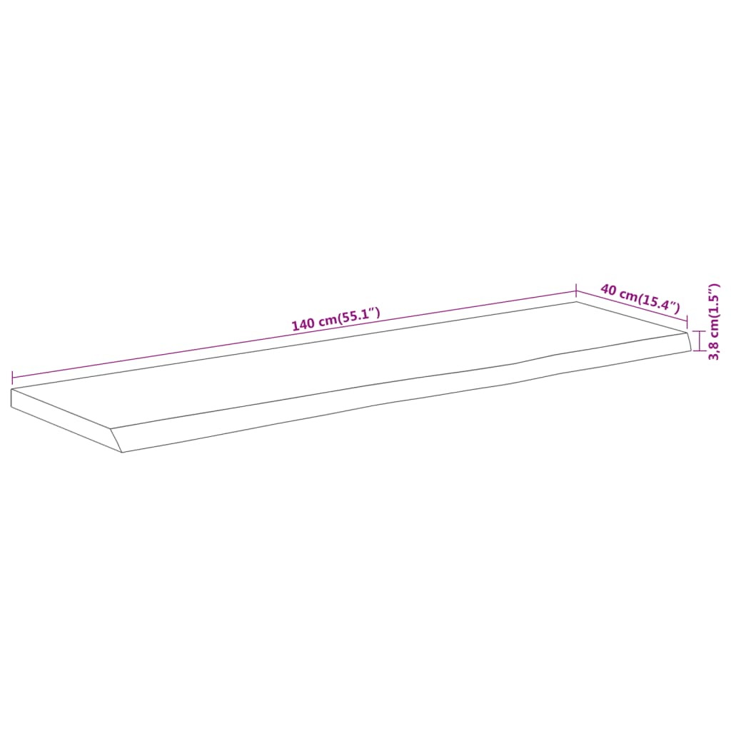 Dessus de table 140x40x3,8 cm rectangulaire bois massif acacia Plateaux de table vidaXL   